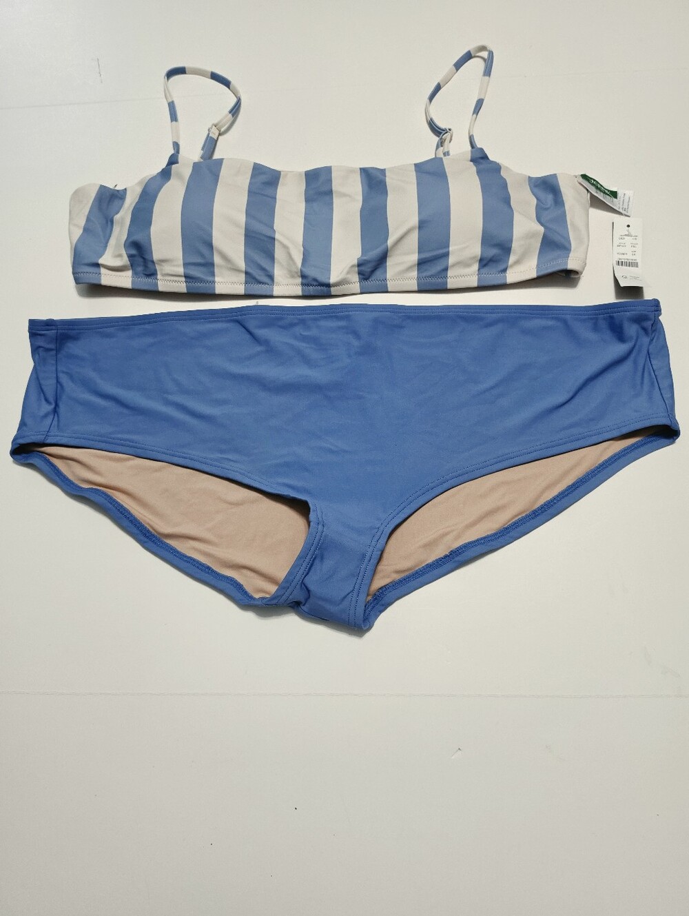 J.Crew Women's 2 Pc Faifax Striped Top & Solid Bottom Coastal Bikini Set Sz 3X